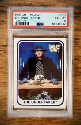 1991 Merlin Italian WWF The Undertaker Rookie Card RC #103 PSA 6 - Image 1 of 2