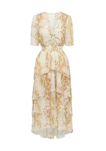 Sheike Snake Print High Low Dress AU 6 Tiered V-Neck Statement - Picture 1 of 4