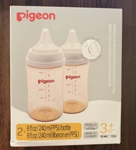 Pigeon 2-Pack 8oz PPSU Plastic Baby Bottles w/Nipples  3+ Months FREE SHIPPING - Picture 1 of 5