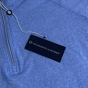 Pullover Westland Holderness & Bourne para hombre mediano cuarto cremallera azul brezo golf - Imagen 1 de 7