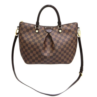 Bolso de hombro Louis Vuitton Siena PM N41545 Damier marrón PVC con correa #KN675 Foto 1 de 4