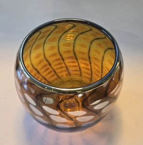 Tom Philabaum Studio Art Glass Reptilian Series Iridescent Bowl SIGNED Dated - Picture 1 of 10