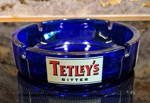 Tetleys Bitter Blue Glass Pub Ashtray - Picture 1 of 5