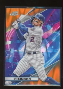 2022 Topps Chrome Cosmic #55 Francisco Lindor rifrattore galattico arancione #/25 - Foto 1 di 2