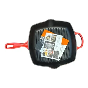 Le Creuset Signature Enameled Cast Iron Square Skillet Grill/Grill pan 10.25in - Picture 1 of 4