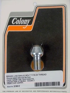 CHROME BRAKE LINE BANJO BOLT 7/16-24 HARLEY FRONT M/C - Picture 1 of 1