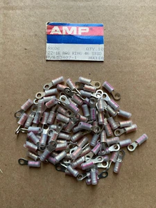 175 - AMP 53407- 1 Insulated Copper Ring Tongue Terminals 22-16 AWG - # 6 Stud - Picture 1 of 6