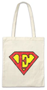 Super E Stofftasche Einkaufstasche Letter Gift Birthday Mother's Day Fun Comic - Picture 1 of 1