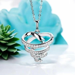Exquisite 18K 925 Sterling Silver Full Moissanite Tornado Pendant Necklace - Picture 1 of 5