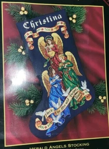 Dimensions Gold Herald Angels 16" Stocking Counted Cross Kit 8531 NIP Sealed USA - Picture 1 of 7