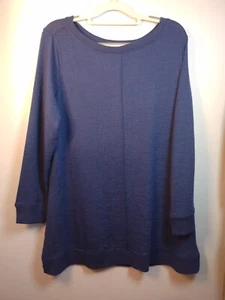 Denim & Co Women's Scoop Neck Tunic Sweater Petite Large Heathered Blue Seam - Picture 1 of 7