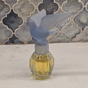 Vintage Delagar Royal Bird Dove Perfume Bottle Lavender Bird on Lid Splash Blue - Picture 1 of 10
