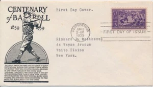 #855 Baseball Centennial Black Anderson cachet First Day cover small Cooperstown - Picture 1 of 1