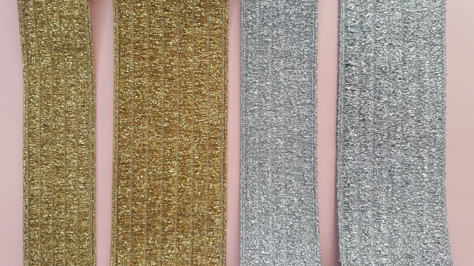 Nastro Elastico Oro Argento Lamé Cintura 4cm 6cm Dorato Argentato Elasticizzato  - Immagine 1 di 1