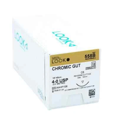 SURGICAL SPECIALTIES LOOK Chromic Gut C6/4-0 USP/18" Absorbable Sutures 558B 12/bx by SURGICAL FRESH
