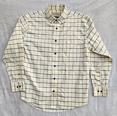 Cabelas Outfitters Series Men’s Large Long Yellow/Brown Long Sleeve Button Down - Image 1 of 4
