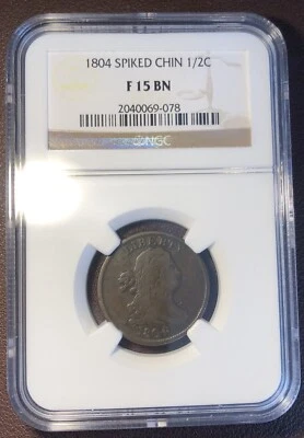 1804 Spiked Chin 1/2 Half Cent Fine F15 Problem Free - Image 1 of 4