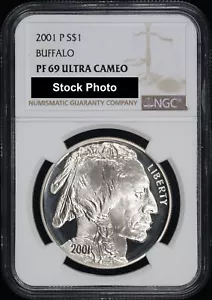 2001-P Buffalo Silver Dollar Commemorative NGC PF-69 Ultra Cameo - Picture 1 of 2
