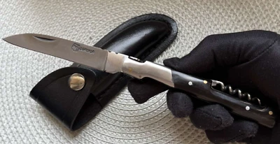 Vintage Corsica Pocket Knife Blade Antler Handle Sheath Corkscrew Men's Rare Old - Image 1 of 4