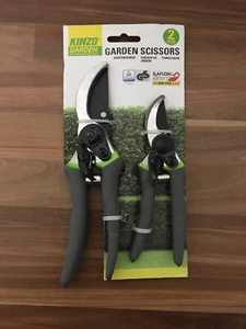 KINZO Gartenschere 2er Set Grau (12177) Gartenscheren mit Arretierung 21 + 16cm - Bild 1 von 1