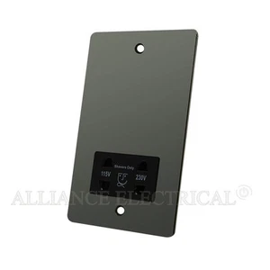 Flat Black Nickel Shaver Socket Outlet Point 2-Gang Dual Voltage 115V/230V - Picture 1 of 1