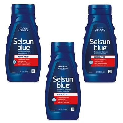 3 Pack Selsun Blue Anti-dandruff Shampoo Medicated Max Strength Size 11 oz  - Image 1 of 4