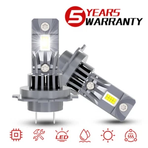 2Pcs H7 LED Headlight High Low Fog Light Bulbs + 10000K Anti Flicker Error Free - Picture 1 of 13
