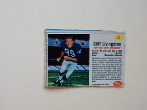 1962 Post Football Card #22 - Cliff Livingston - NY Giants/Minnesota Vikings - Picture 1 of 2