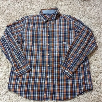 Mens Orange Navy Blue Dress Button Down Shirt Chaps Easy Care Long Sleeve Large - Image 1 of 4