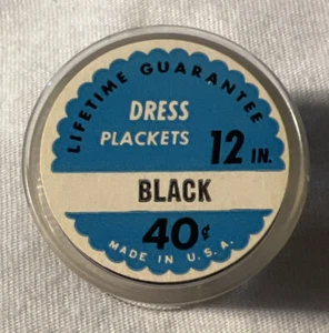 Vintage Coats and Clarks Zipper Dress Placket 12” Sewing Notion USA Retro Black - Picture 1 of 4