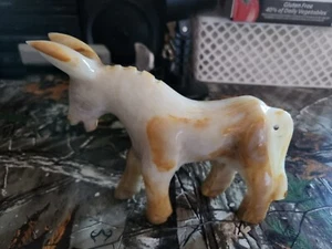 Hand Carved Marble Stone Donkey Onyx Figure Sculpture Figurine - Picture 1 of 12