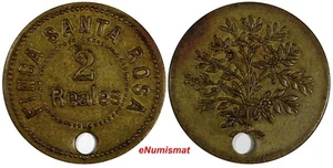 EL SALVADOR COFFEE BRASS TOKEN SANTA ROSA 2 REALES 30mm Rulau-STA28  (20 106) - Picture 1 of 3