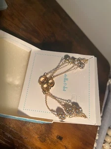 Stella And Dot, Long Station Necklace, Gold Tone Clear And Rose Rhinestones 36" - Picture 1 of 4