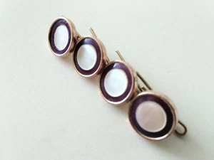 Set of 4 Antique Dress Shirt Buttons Pearl, Purple & Gold. true vintage 1920s? - Picture 1 of 7