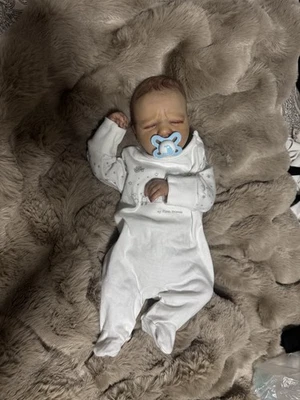 Reborn Baby Doll Realborn Blake Asleep Full Limbs Cloth Body Newborn Doll - Image 1 of 4