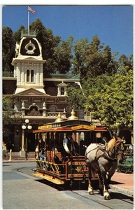 DISNEYLAND Horse-Drawn Streetcar Main Street USA 1960s Vintage Postcard - Picture 1 of 2