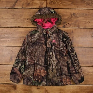 Vintage Mossy Oak Outdoor Jacket M Realtree Pink Camouflage Green Womens - Picture 1 of 8