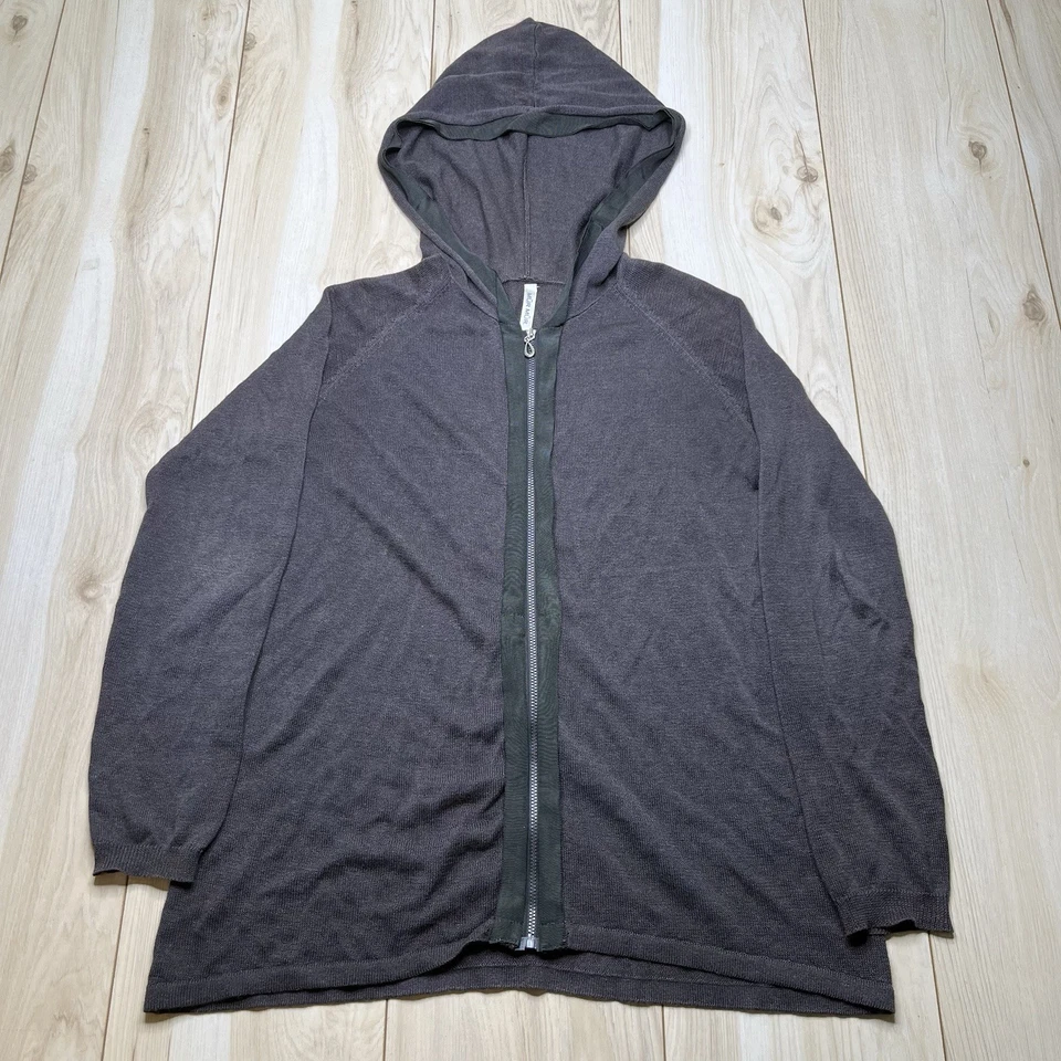 Suéter tejido con capucha y cremallera completa Mur Mur mezcla de lino para mujer talla mediana púrpura Foto 1 de 4