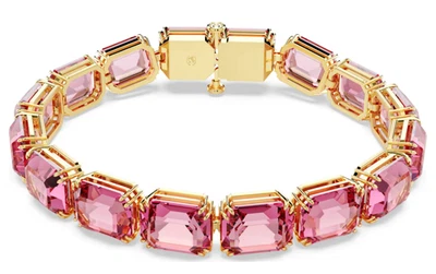 Pulsera Swarovski Millenia Corte Octágono Rosa, Chapada en Oro 5683428 Usada Foto 1 de 4