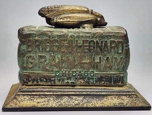 Antiker Bridge & Leonard Grain-Hay Chicago Werbung Briefbeschwerer gealterte Patina - Bild 1 von 9