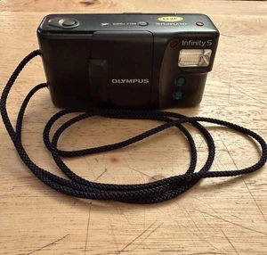 Olympus Black Infinity S Point & Shoot 35mm Film Camera Flash TESTED - Picture 1 of 8