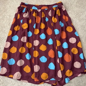 Modcloth Skirt Women 1X Maroon Polka Dot Swing Retro Rockabilly 1950s Pockets - Picture 1 of 9