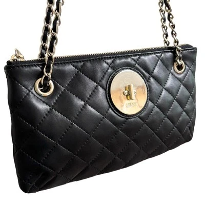 DKNY Black Leather Chain Strap Quilted Handbag Shoulder bag or Crossbody - Image 1 of 4
