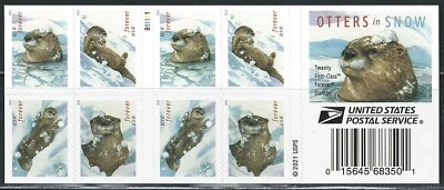 Mint US Otters In Snow Booklet Pane of 20 Forever Stamps Scott# 5651B(MNH) - Image 1 of 2