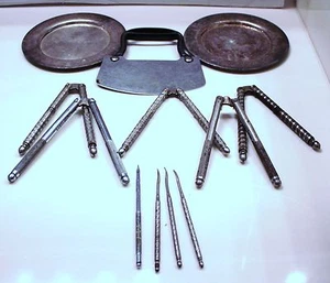 ANTIQUELOT SILVERPLATED DISH ORNATED NUTCRACKERS PICKERS  CHEESE SLICER#373-J44 - Picture 1 of 7