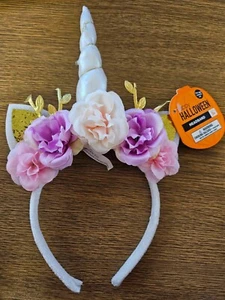 Unicorn Halloween Costume Light Up Hair Band (Headband) with flowers, Cosplay - Picture 1 of 3