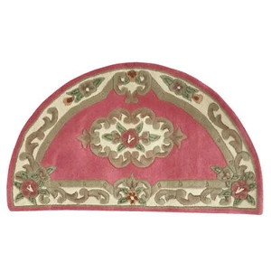 Alfombra media redonda francesa tallada lana rosa rosa Aubusson 67x120 cm *ENVÍO GRATUITO - Imagen 1 de 5