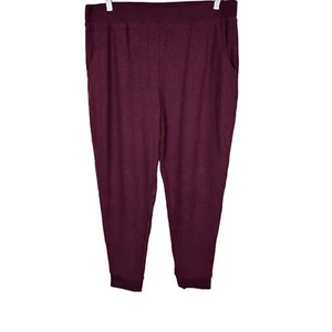 Denim & Co. Active Regular Brushed Heavenly Jersey Jogger Pants Wine Large Size - Picture 1 of 2