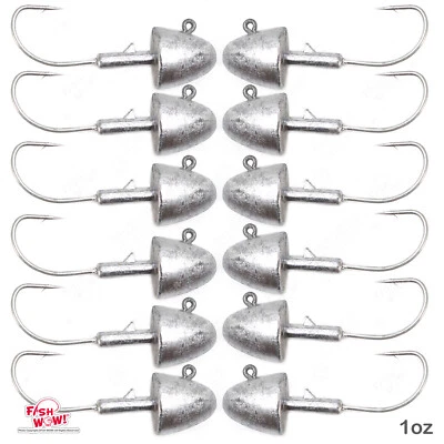 12pcs Fish WOW! 1oz Fishing Scampi Bullet Jig Head unpainted shad jigheads NEW - Image 1 of 3