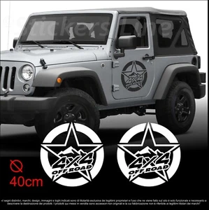 2 Adesivi compatibili stella 40 cm per Jeep Wrangler Rubicon Renegade Cherokee - Picture 1 of 2